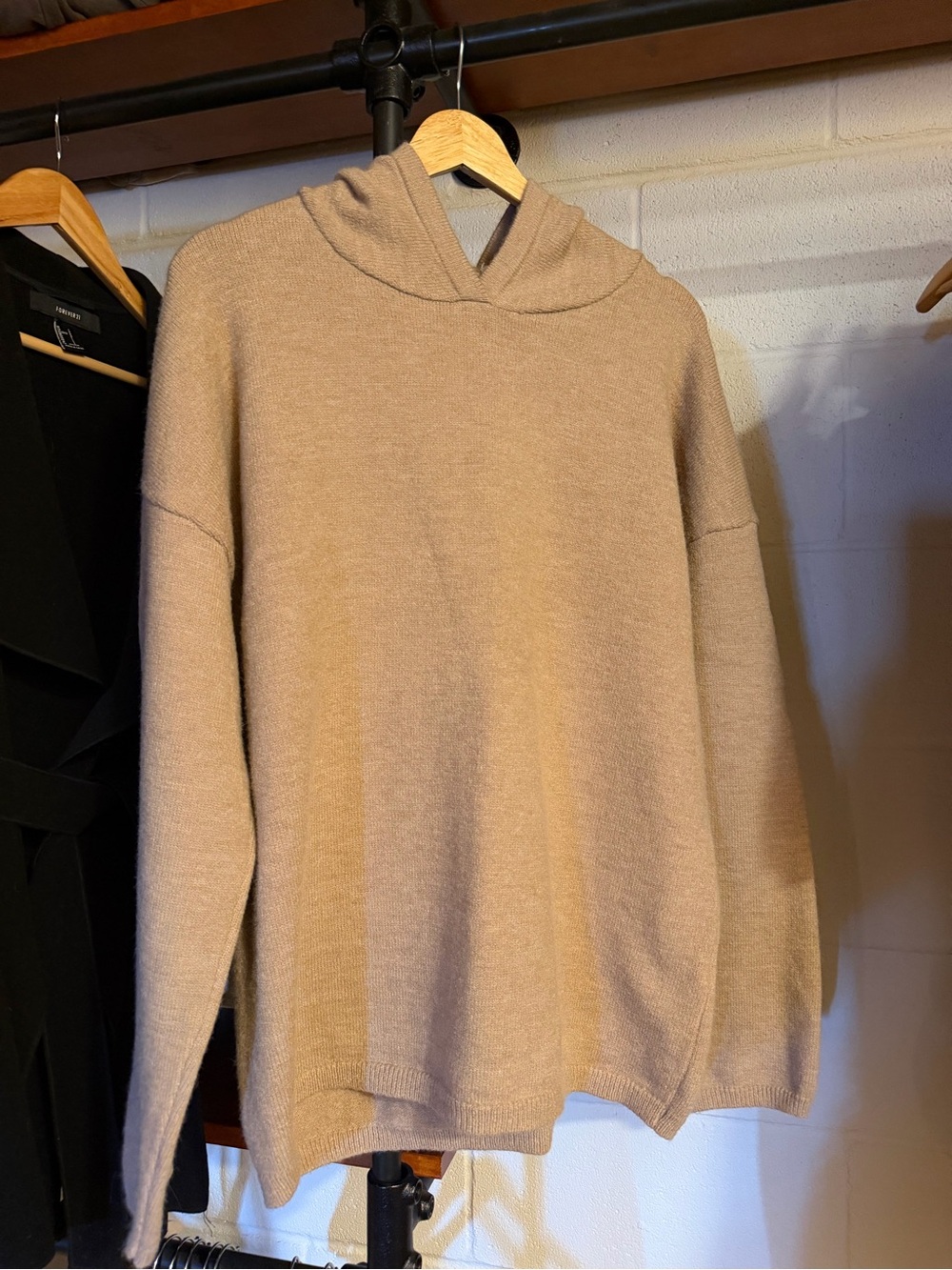 Beige Hooded Women's Sweater - Comfortable Casual Knit